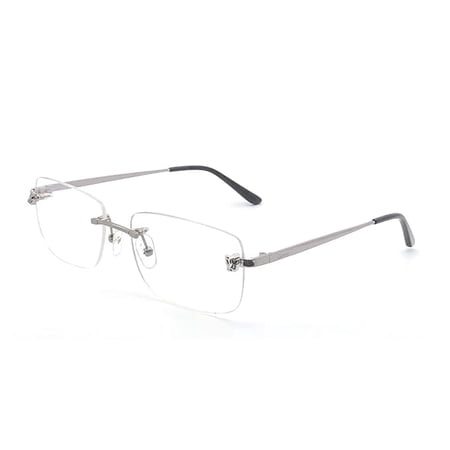 RSINC Imported Rimless Metal Eyeglasses for Men – Silver-Black Frame (CT01480 002 G) | Silver-Black Rimless Metal Glasses | Metal Eyeglasses for Men – Stylish Silver-Black Frame | A2