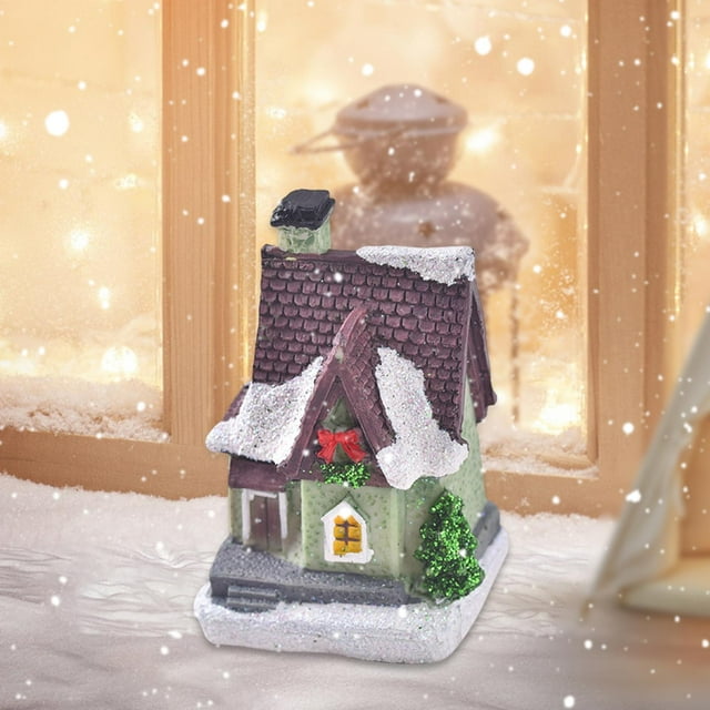 Cute Lighted House Statue Ornament Light Village Village Collection Desktop Xmas StyleE