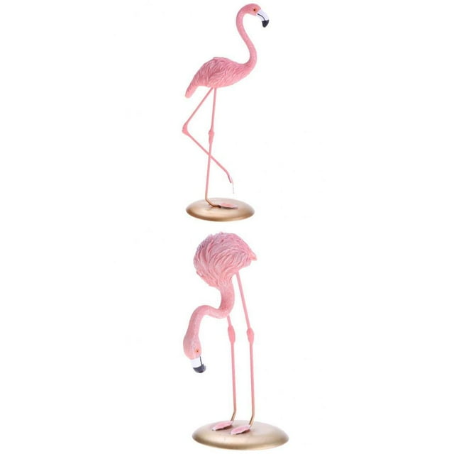 2 Uds Estacas de Flamencos de Resina Jardín de Hadas Macetas de Flamencos Adornos Flamencos