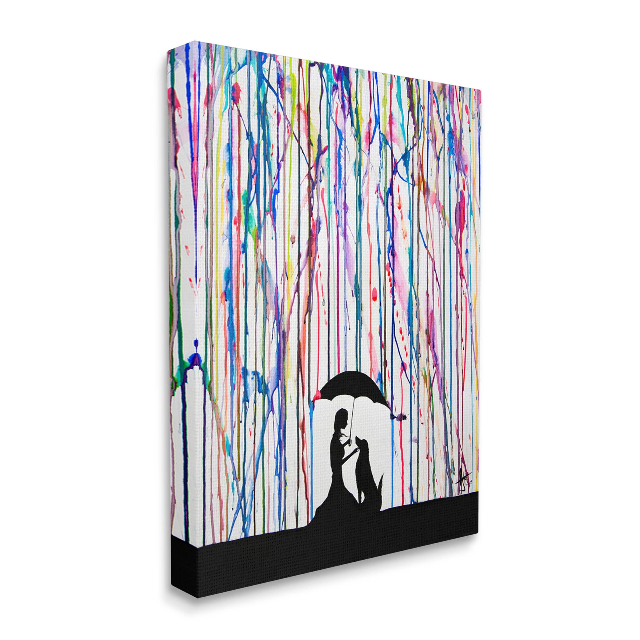 Modern Vivid Drip Silhouette Couple Abstract Graphic Art Gallery Wrapped Canvas Print Wall Art