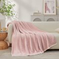 thumbnail image 3 of Snuggle Sac Waffle Knit Throw Blanket Reversible Textured Blanket Fuzzy Microfiber Throw,Pink,60*80", 3 of 5