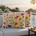 thumbnail image 4 of Vintage Spring Floral Outdoor Waterproof Pillow Covers, Summer Botanical Pastoral Flowers Decorative Rectangle Throw Pillowcase Sofa Cushion Sham for Patio/Couch/Chair, 20"x12" 2 Pack, 4 of 8