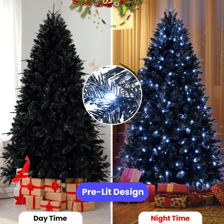 Bringstar 8FT PreLit Black Christmas Tree with 600 Lights