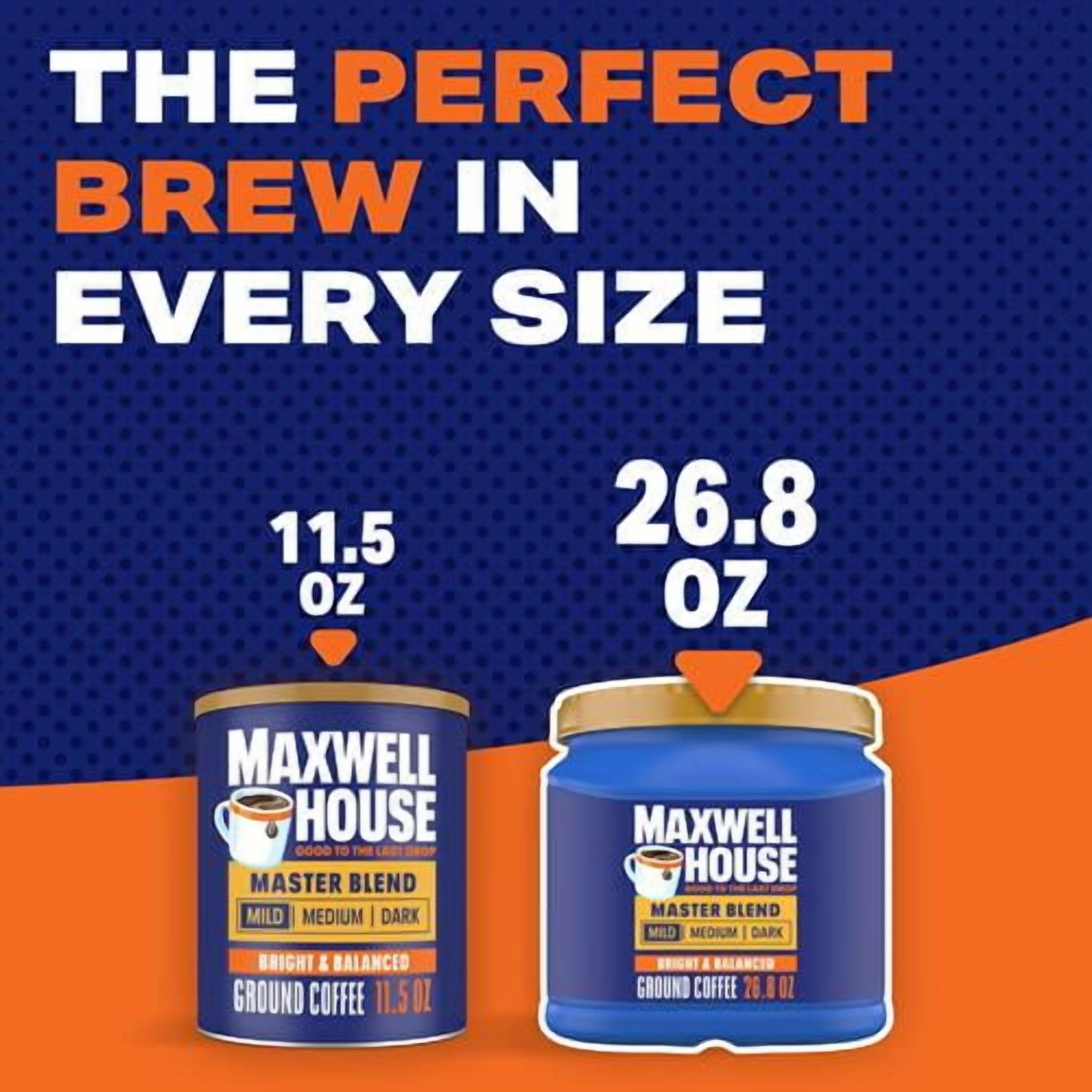 Maxwell House Master Blend Mild Roast Ground Coffee, 26.8 Oz Canister - Pack of 2