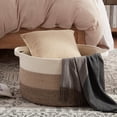 thumbnail image 2 of OIAHOMY Cesta de almacenamiento extra grande, cesta tejida de 23 x 13 pulgadas para sala de estar, cesta tejida redonda para ropa, cesta de lavandería para almohada, color marrón degradado, 2 of 5