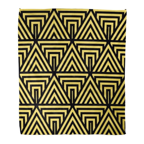 ASHLEIGH Throw Blanket Warm Cozy Print Flannel Silver Gatsby Vintage Pattern Abstract Angular Artistic Beauty Black Crisscross Comfortable Soft for Bed Sofa and Couch 50x60 Inches