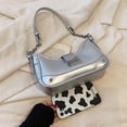 thumbnail image 4 of Bolso Hobo para mujer, bolso para axila con cadena, bolso de mano informal de cuero PU sólido para mujer (plata) Tmvgtek Para Estrenar, 4 of 9