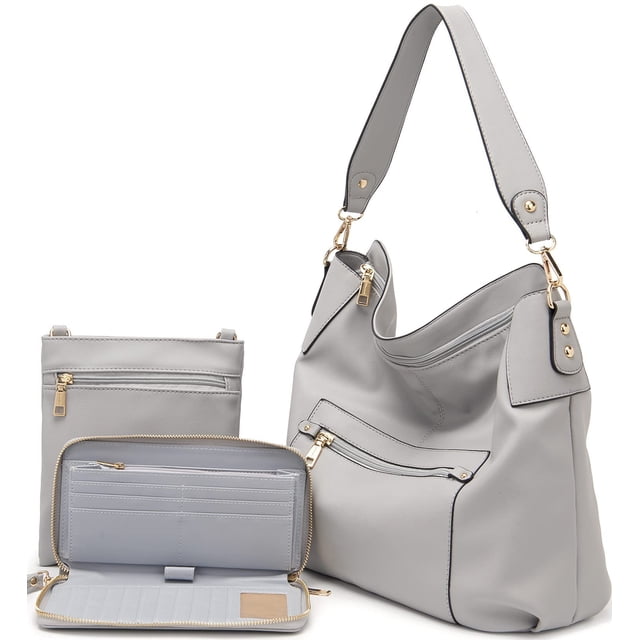 Bandolera Idesort, bolso de hombro grande, conjunto gris