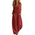 thumbnail image 2 of Womens Casual Sleeveless Jumpsuit Romper for Women Summer Beach Holiday One-Piece Outfit Red L, 2 of 3