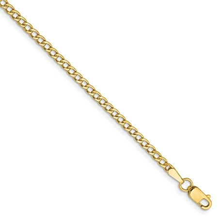 14k Yellow Gold 2.5mm Curb Cuban Link Chain Anklet Ankle Beach Bracelet 10 Inch : Gifts For Women For