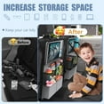 thumbnail image 4 of GUANGHUI Car Backseat Organizer with Tablet Holder,11 Storage Pockets with Foldable Food Tray, Protector Kick Mats for Kids, Travel Accessories Organizer (Gray, 1Pack), 4 of 7