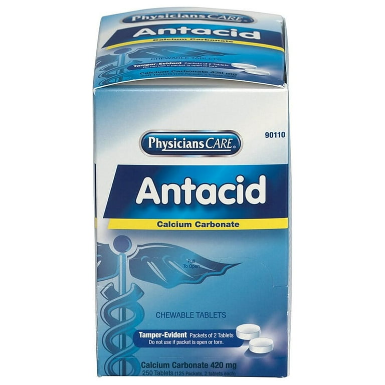 Over the Counter Antacid Medications for First Aid Cabinet, 2 Tablets/Packet, 125 Packets/Box Over the Counter Antacid Medications for First Aid Cabinet, 2 Tablets/Packet, 125 Packets/Box