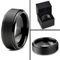 thumbnail image 2 of Charming Jewelers Tungsten Wedding Band Ring 8mm for Men Women Comfort Fit Black Beveled Edge Polished Brushed Lifetime Guarantee, 2 of 5