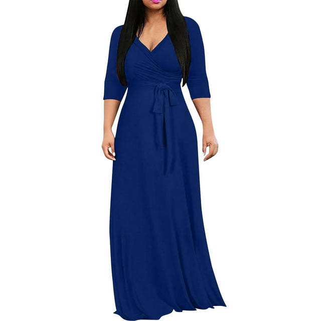 Npasoilc Robes pour Femmes Combinaison Longue à Manches Mi-Longues Col en V