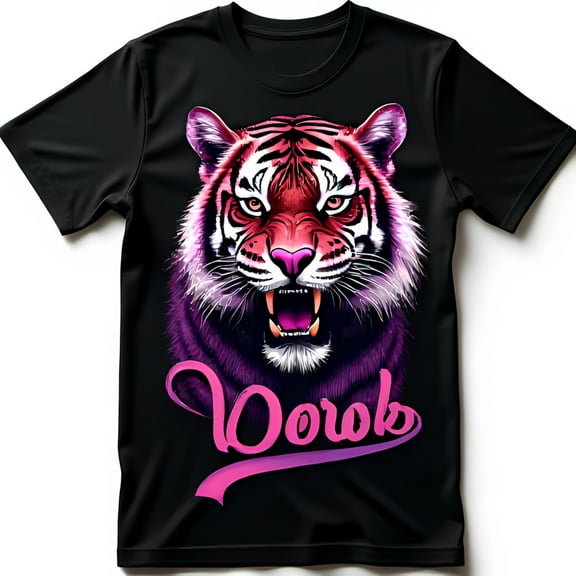 Vivid Pink & Head Graphic Tee Bold Doroks Design on Black T-Shirt