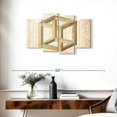 thumbnail image 3 of Elephant Stock Cream Cube Illusion Wall Art - Horizontal Multi Panel Canvas - Living Room Wall Decor - Abstract Multi Panel - Yellow And Brown Decor - 36" x 22", 3 of 8