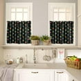 thumbnail image 4 of Christmas Kitchen Curtains and Valances Set, Rod Pocket Curtains Tier Farmhouse Window Curtains 24 Inch Length, Xmas Leaves Vines Star Ball Berry Black 3 Piece Kitchen Curtains Set, 4 of 6