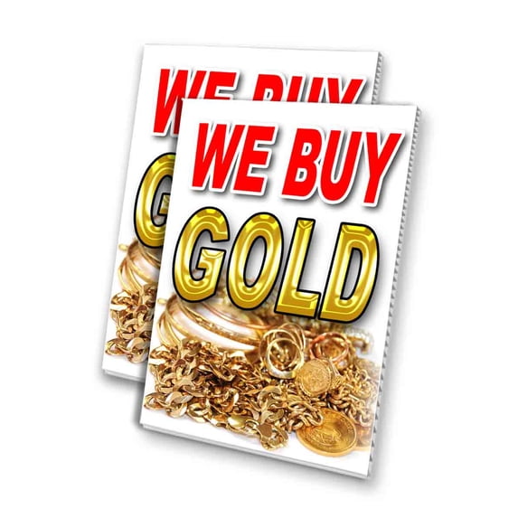 We Buy Gold (24" X 36") 4mm Corrugated Plastic Panel, Graphics Applied To 1 Side (Pk of 2)