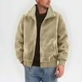 thumbnail image 2 of DDAPJ pyju Men's Reversible Jacket Faux Fur Collar Trucker Jacket Warm Winter Coat Big and Tall Cool Streetwear Beige M, 2 of 9