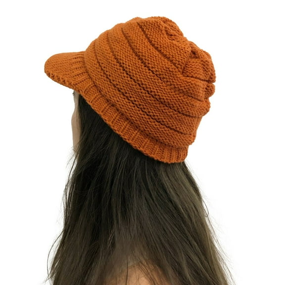 1 PC Vintage Baseball Cap Plush Crochet Knit Peaked Stitching Outdoor Hat Cute Baseball Caps Orange