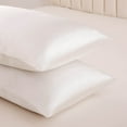thumbnail image 7 of AuroraX Pillow Cases 2 pack Simulated Silk White Cooling Technology Standard Pillow Cover Softer Cozy Zip Closure Solid Improving Sleep, 7 of 7
