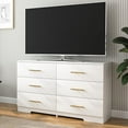 thumbnail image 4 of 6 Drawer Dresser Wood TV Stand, Multi-functional Bedroom Dressers with Drawers with Large Tabletop for Kids Room Living Room Bedroom, 4 of 6
