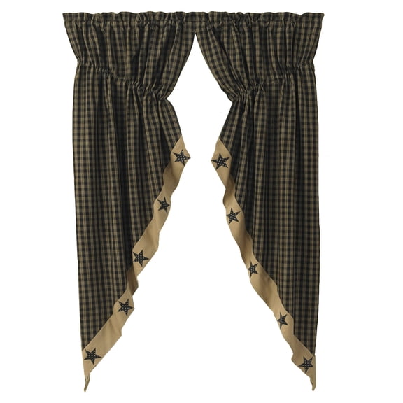 Park Designs Black Sturbridge Patch Lined Gathered Swag 72x63