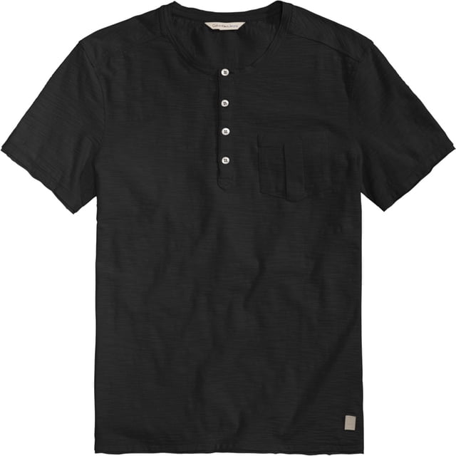Calvin Klein Playera Henley con Bolsillo Texturizado para Hombre, Negro, X-Large