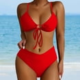 thumbnail image 5 of ANINEO Women Swimwear High Waist Bikini Sets 2PCS Swimsuit Front Tie Knot Bathing Suit Cozy Hawaii Summer Tropical Brazilian Beachwear, 5 of 6