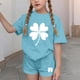 thumbnail image 4 of Vestido de manga corta para niños Día de San Patricio impreso conjunto de dos piezas niñas casual cuello redondo blusa y pantalones cortos, 4 of 6