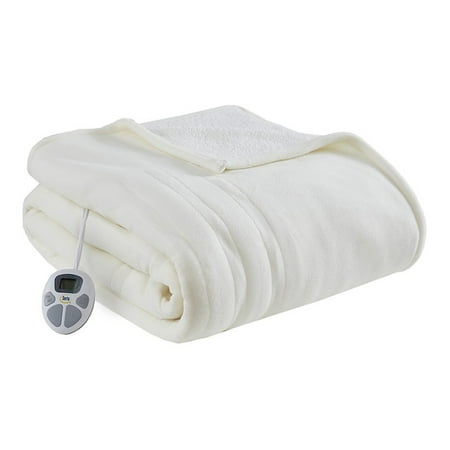 Serta 62 Polyester Fabric Fleece to Sherpa Heated Electric Blanket in  Ivory | Walmart Canada