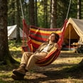thumbnail image 6 of Large Hammock Chair Swing, Multicolor Cloth Hammock Chair with Spreader Bar, Heavy Duty Canvas for Indoor Outdoor Bedroom Backyard Patio, 6 of 6