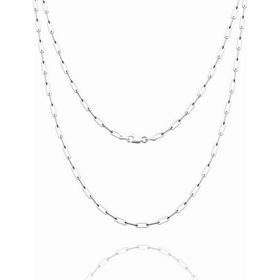 925 Pure Sterling Silver Clasp Paperclip Chain 2/3/4/5mm Necklace for Women Men Silver Link Chain Necklace for Women 16/18/20/22/24/26/30 Inches[p795]