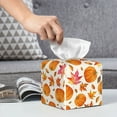 thumbnail image 4 of Kdxio Orange Autumn Leaves Print Tissue Box Cover,Square Decorative PU Leather Facial Paper Case Organizer Holder Dispenser for Bathroom,Night Stands,Desk,Car 5.2''X5.2''X5.2'', 4 of 6