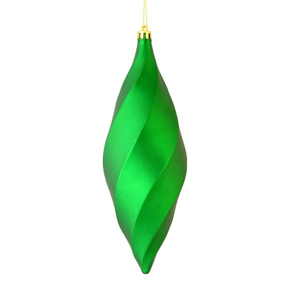 Vickerman 8" Green Matte Swirl Finial Ornament, Pack of 6