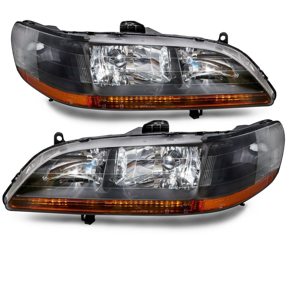 19982002 Honda Accord Black JDM Headlights W/Xenons Bulbs Set Headlamp