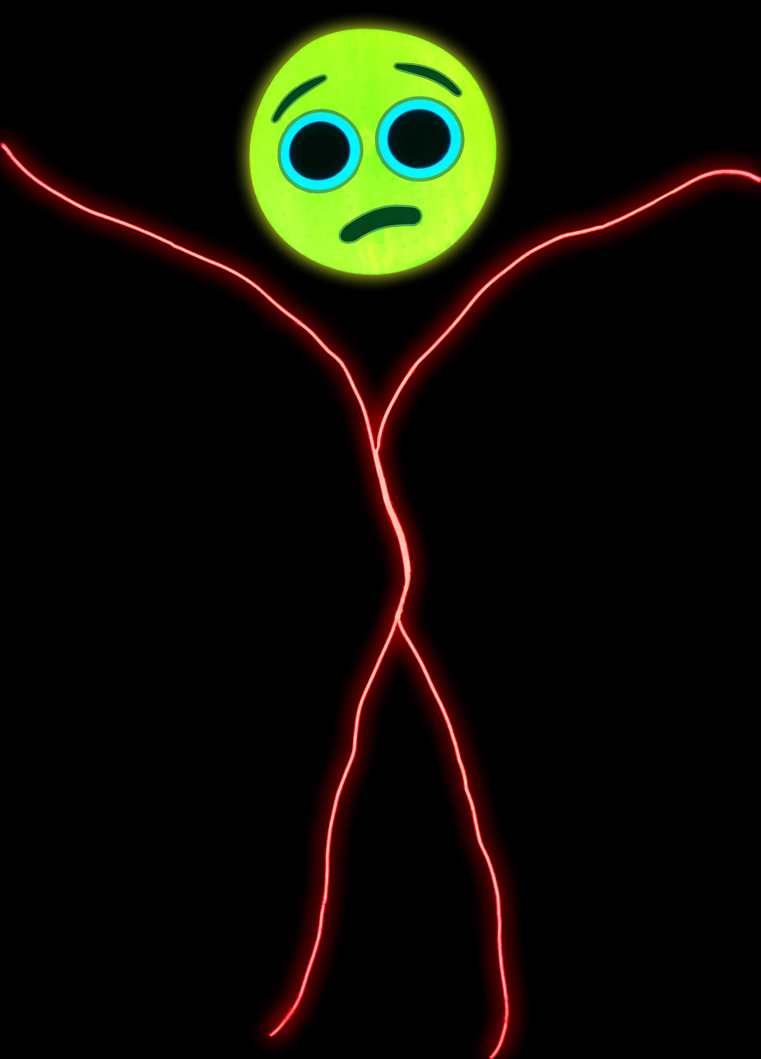 GlowCity Light Up Worried Emoji Stick Figure Costume Lighting Kit With