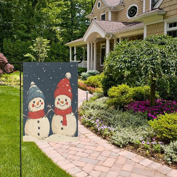 Winter Snowmans Garden Flag Double Sided 12 x 18 Inch Outside Yard Decoration Outdoor Flag