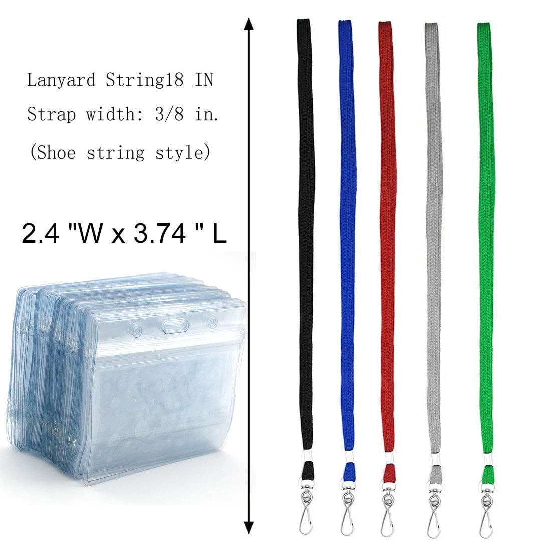 Name Tags Blue Lanyards/badge Holder Pairs Woven Round Lanyard & Horizontal Sealable Waterproof Clear Plastic Id Card Lanyards With Badges (blue  50 Pack)