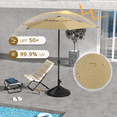 thumbnail image 3 of Abba Patio 7.5ft Outdoor Patio Umbrella w/ Push Button Tilt and Crank, 6 Ribs, Brown, 3 of 10