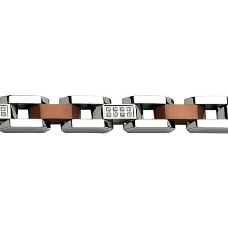 Primal Steel 1/4 Carat T.W. Diamond Stainless Steel Chocolate IP-Plated Bracelet, 8.5