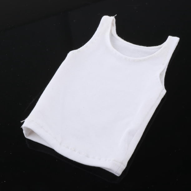 Camiseta de figuras de hombres a escala 1/6, chaleco sin mangas, ropa de muñeca hecha a mano, ropa en miniatura para vestir figuras de 12 pulgadas Blanco CUTICAT Figura chaleco sin mangas