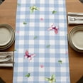 thumbnail image 5 of Table Runners 72 Inches Long Dress Scarves, Blue Plaid Groundhog Farmhouse Kitchen/Dining Table Runner, Coffee Tablerunners, Spring Floral Butterfly Botanical 13x72 Inch, 5 of 9