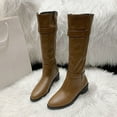 thumbnail image 6 of Bnwani Women Boots Cowboy Boots Fashion Denim Zipper High-Heel High Comfortable Leather Western Boot Brown Size 4.5, 6 of 6