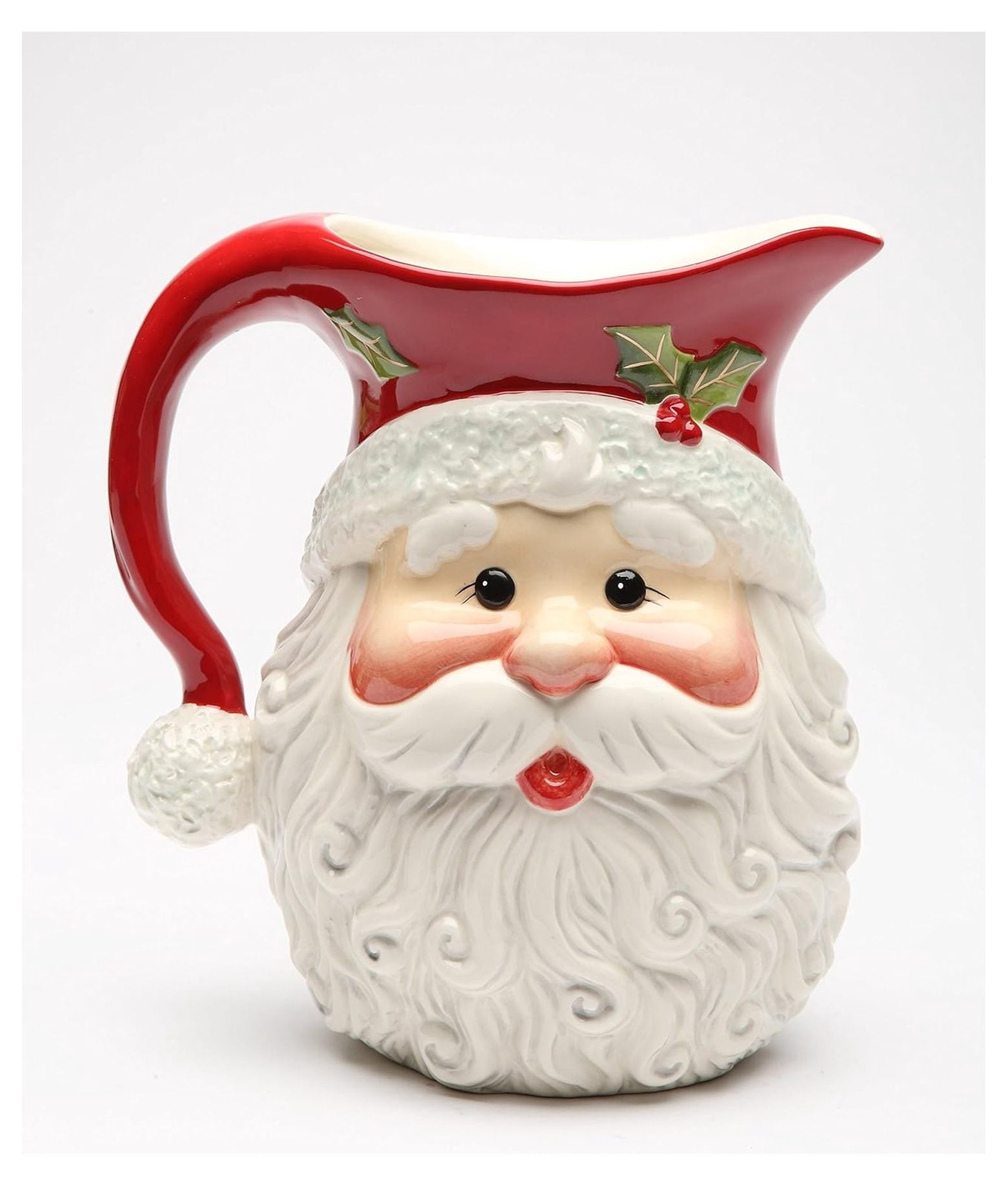 10636DB Fine Ceramic I Believe: Christmas Santa Pitcher, 8"H