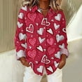 thumbnail image 5 of Gkeoshab Valentine's Day Waffle Knit Shirt for Women Long Sleeve V-Neck Blouse Textured Top Red S, 5 of 7