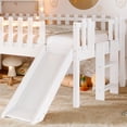 thumbnail image 6 of Mintazer Twin Size Kids House Loft Bed with Slide & LED Lights, Modern Playhouse Bed with Star Shaped Designs & Ladder, No Box Spring Needed, White, 6 of 17