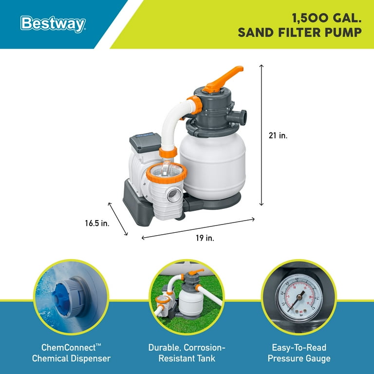 Bestway 58498E Flowclear 1500 GPH Sand Filter Pump for Above