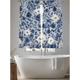 thumbnail image 5 of Navy Blue White Peony Sheer Curtains 63 Inch Length 2 Panels Set, Vintage Floral Blossom Voile Window Treatment Rod Pocket Curtains Sheers Drapes for Bedroom/Living Room/Kitchen 52x"63"x2, 5 of 7