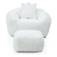 thumbnail image 6 of Oversized Faux Fur Bean Bag Chair with Footstool White Shell-Shaped Floor Sofa for Living Room Bedroom Gaming, 6 of 9